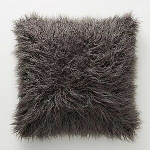 Anthropologie Grey Makura Faux Fur Pillow Cover